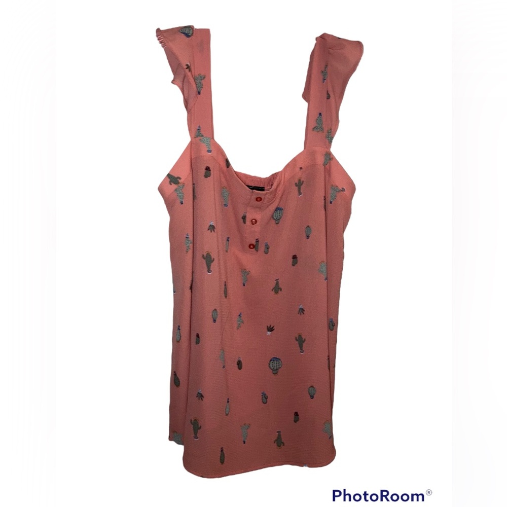 🛍️Torrid Coral Cactus Ruffle Crepe Tank size 1X